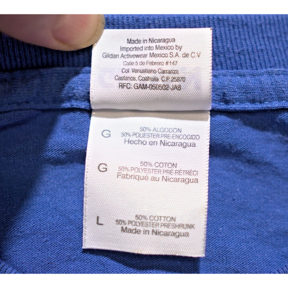 VTG Gildan 90s Minnesota Blue Brick Hockey T-Shirt Men’s L 50/50 Crew Neck OS - Picture 6 of 8